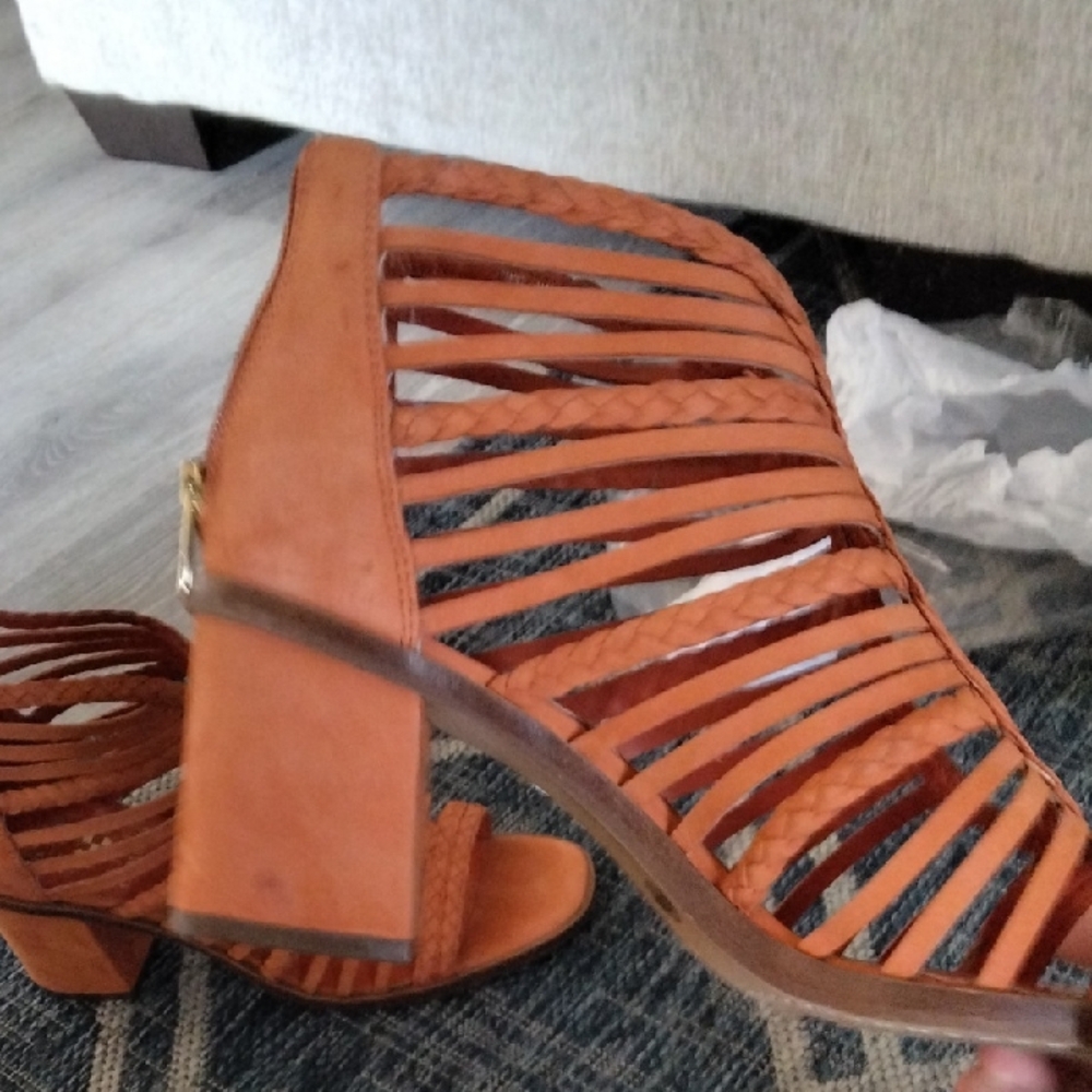Vince Camuto Tan Gladiator Sandals with Chunky Heel